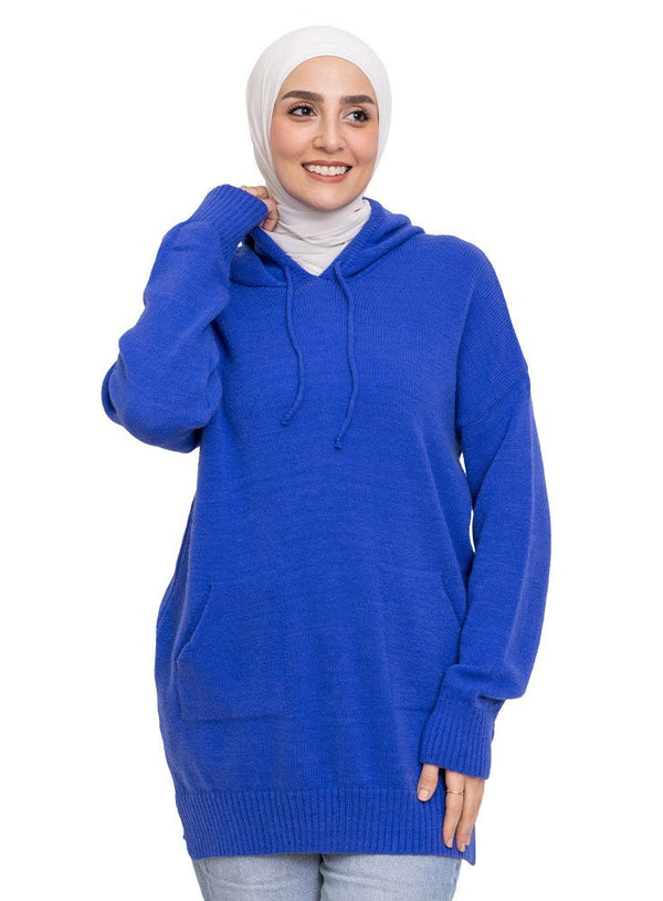 Royal Blue Hoodie Pullover - Khotwh